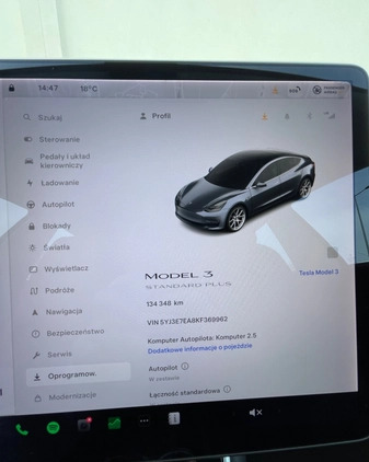 Tesla Model 3 cena 94500 przebieg: 134000, rok produkcji 2019 z Gdańsk małe 254